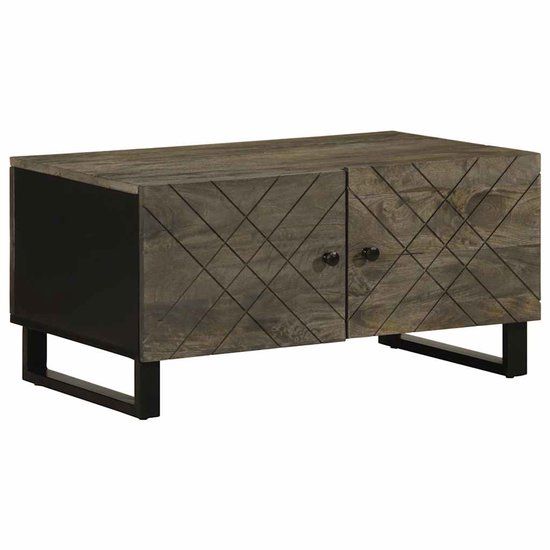 vidaXL Salontafel 80x50x40 cm massief mangohout zwart