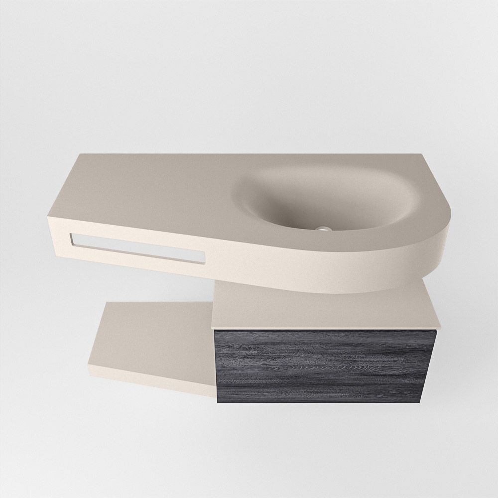 Mondiaz Riva Dulcet badkamermeubel rechts 100 cm - linen/antracite