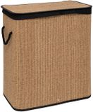 5Five Dubbele Wasmand met deksel - bamboe hout - 100 Liter - Naturel/Zwart - 52 x 32 x 63 cm