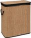 5Five Dubbele Wasmand met deksel - bamboe hout - 100 Liter - Naturel/Zwart - 52 x 32 x 63 cm