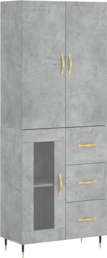 vidaXL Hoge kast 69,5x34x180 cm bewerkt hout betongrijs