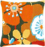 Vervaco Kruissteekkussen kit - Retro bloemen - 40 x 40 cm