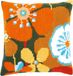 Vervaco Kruissteekkussen kit - Retro bloemen - 40 x 40 cm