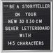 Merkloos Relaxdays letterbord - 145 letters - cijfers - speciale tekens - 30 x 30 cm - zilver