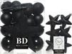 Shoppartners Bv Décoration de Noël boules de Noël et étoiles pendentifs noir 5-6-8 cm paquet 39x pièces - Avec étoile forme pic 19 cm