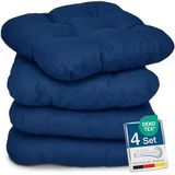Beautissu set van 4 Zitkussens 40x40 cm Lisa - Comfortabel stoelkussen stoelpads zitkussen met 8 cm vulling - Zacht eetkamer stoel bank kussen Donkerblauw