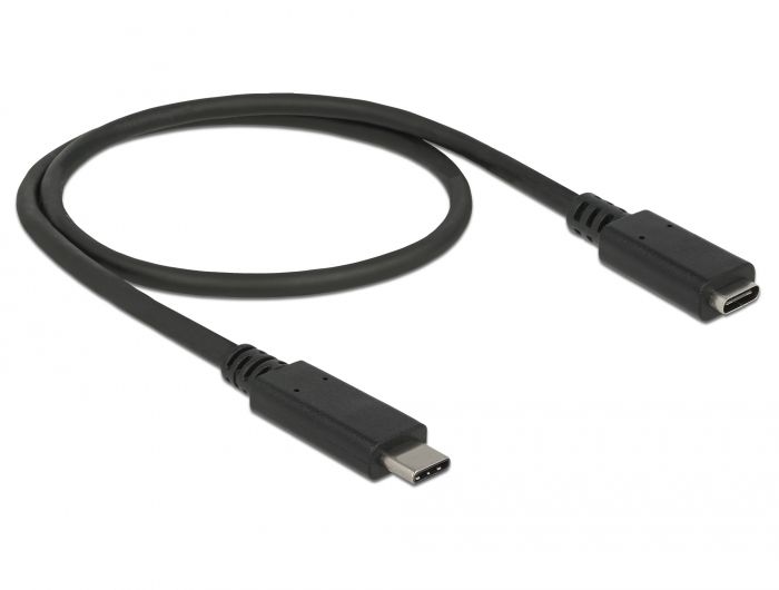 Delock USB-C naar USB-C verlengkabel - 0.5m - Zwart