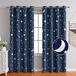 Goodivery ® Rideaux occultants bleu foncé étoiles de lune, 2 pièces, 183 x 117 cm