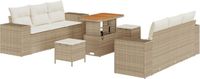 vidaXL Tuinbank Set met opslag 9-delig Beige Polyrattan