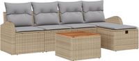 vidaXL Tuinbank - Set - 2 zitplaatsen - Beige - Polyrattan