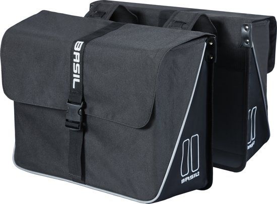 Basil Forte Dubbele fietstas - Zwart - 35 Liter - Achter - Polyester - Elektrische Fiets