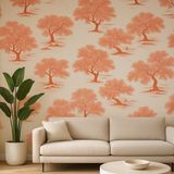 Livingwalls Fotobehang boom in rood, wit - hoogwaardig vliesbehang 398761 met motief op 3,71 m x 2,80 m - Made in Germany