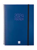 Finocam Espiral Opaque agenda 2024, weekkalender horizontaal januari 2024 - december 2024 (12 maanden), Frans blauw