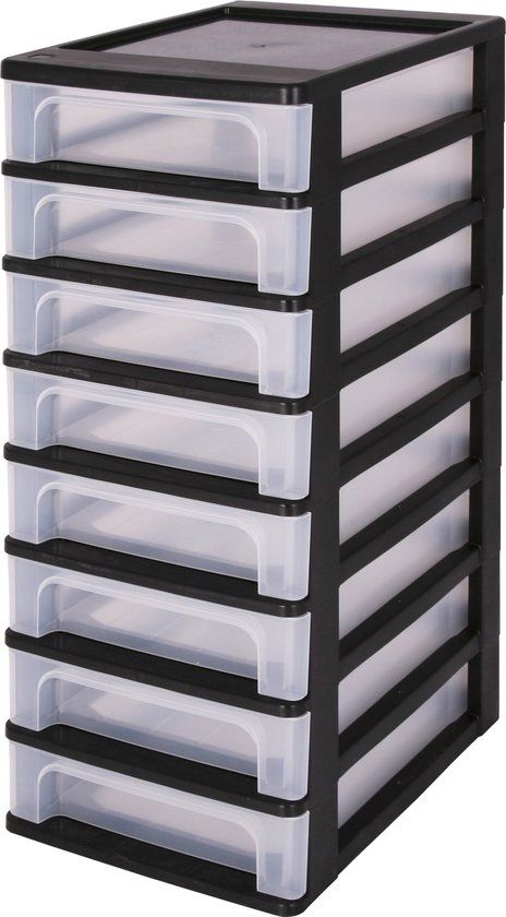 IRIS Organizer Chest ladesysteem A4 - 8 lades - Zwart/Transparant