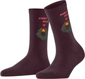 Burlington Jingle Bells gedessineerd katoen sokken dames rood - maat 36-41