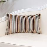 Yangest Koffie gestreepte fluwelen lendenkussenhoes veelkleurig getextureerde boho kussensloop moderne neutrale rechthoekige kussensloop voor bank bank slaapkamer woonkamer woondecoratie 30 x 50 cm