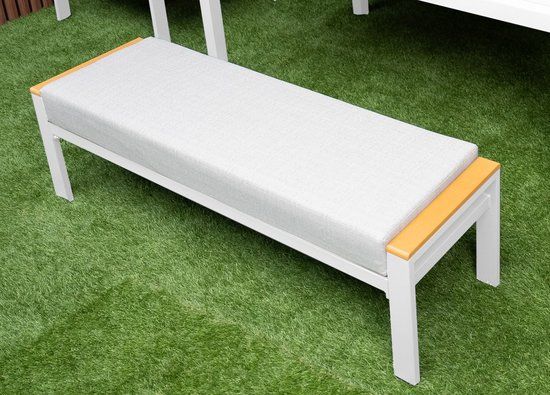 Merkloos Tuinbankje Cube Wit 135cm Aluminium/Hout