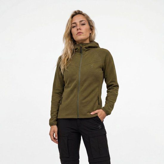Poederbaas Outdoor Vest Dames Merinowol - Warm & Ademend - Wandelvest & outdoor activiteiten - Olive Green - Maat L