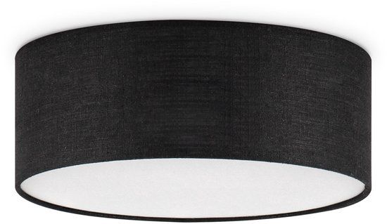Home Sweet Home Moderne Plafondlamp Cilinder Stoffen Lampenkap Zwart ø32 x 12 cm