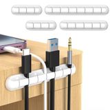 JANREAY Kabelhouder, kabelclips, 4 stuks, multifunctionele kabelorganizer, set voor bureau, audiokabel, netsnoer, USB-oplaadkabel (wit)