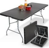 AREBOS Klaptafel - Inklapbare tafel - Campingtafel - Vouwtafel - Weerbestendig - Zwart - 182 x 74 x 74 cm