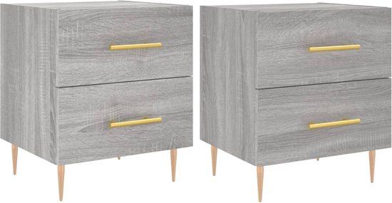 vidaXL Nachtkastjes - Set van 2 - Bewerkt Hout - Grijs Sonoma Eiken