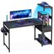 Bureau de jeu avec éclairage LED, 120x48 cm, noir