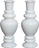 Ideas 4 Seasons Vase Venice - 2x - colored glass - ribbed white - D5.7 x H15 cm