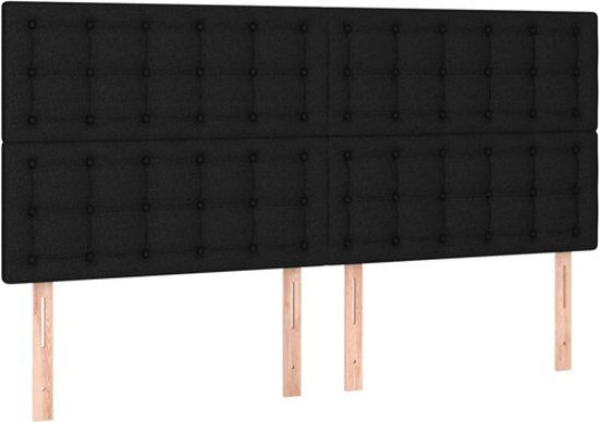 vidaXL Hoofdbord Zwart Stof 180x5x118/128 cm