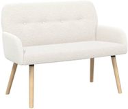 vidaXL 2-zitsbank met massief houten poten Crèmekleurig Bouclé