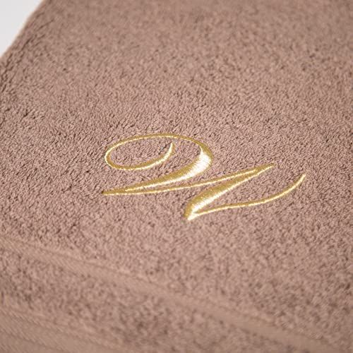 Caleffi Handdoek met gastendoekje van katoen geborduurd koffie - 71319