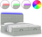 vidaXL Ottoman Bed with Mattresses and LEDs 200x200cm Velvet Light Grey