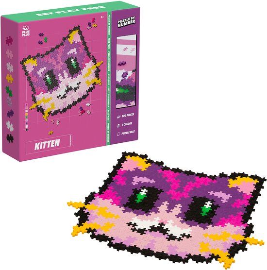 Plus-Plus Puzzle by Number Kat Poes 500 stukjes - 3960 - Puzzel en bouwspeelgoed in 1 - Vanaf 5 jaar