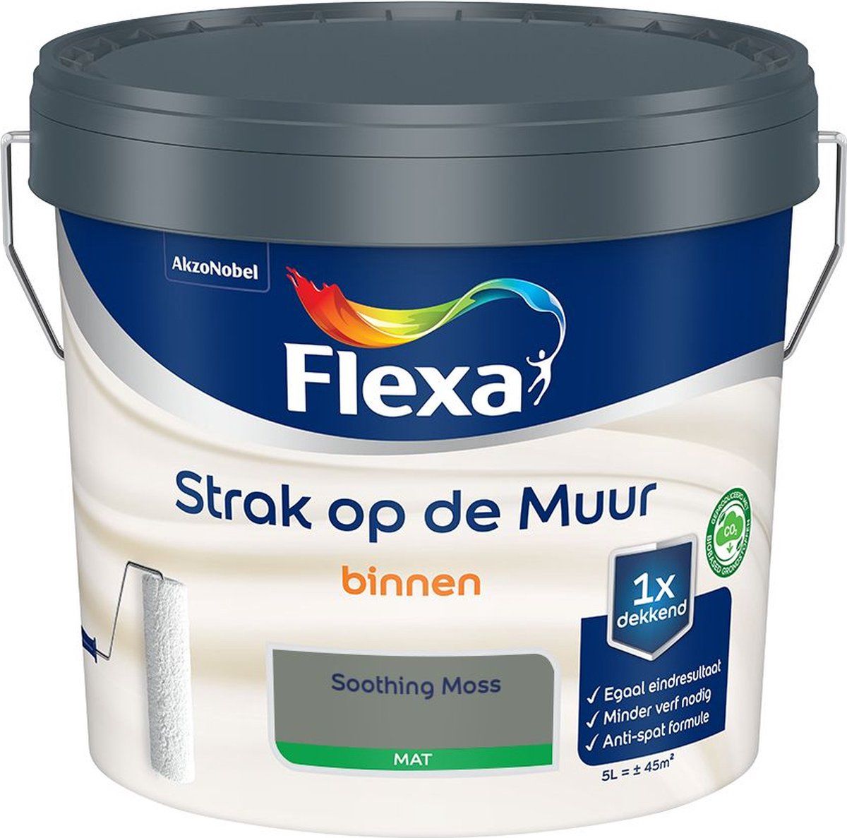 FLEXA Strak op de Muur - Binnen muurverf - Mat - Soothing Moss - 5 liter