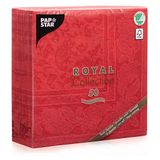 Papstar Servetten/tissueservetten rood "Royal Collection", "Ornaments" (50 stuks) 40 x 40 cm, 1/4 gevouwen, voor gastronomie, huishouden of feesten, FSC-gecertificeerd, stoflook, #11667