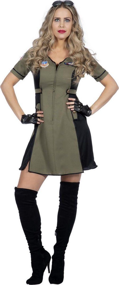 Wilbers Piloot & Luchtvaart Kostuum | Mach 3 Jager Piloot Bommen Los | Vrouw | Maat 44 | Carnaval kostuum | Verkleedkleding