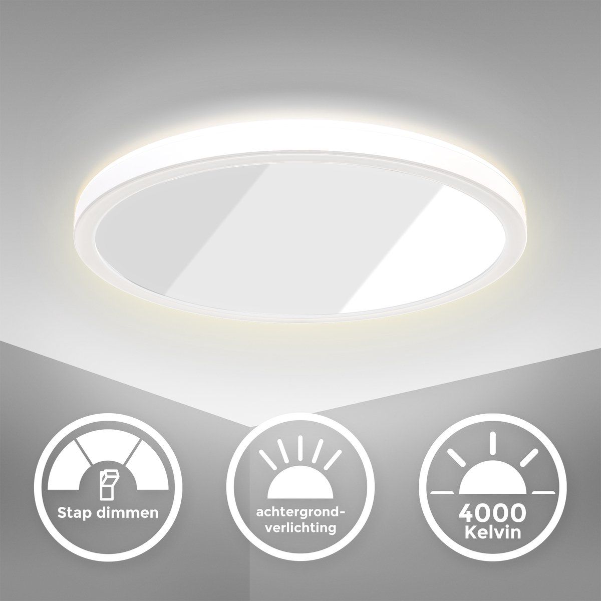 B.K.Licht LED Paneel Plafondlamp - Dimbaar - Ø29.3cm - 4.000K - 2.400Lm - 18W