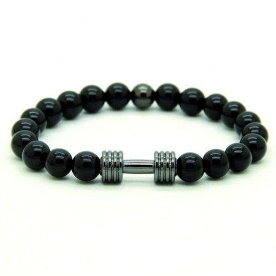 Memphis Accessories Kralen armband Onyx Dumbbell Black