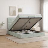 vidaXL Ottoman bed with mattress Light grey 160 x 200 cm Velvet