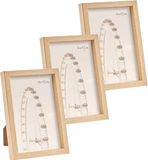 Arte r Fotolijst - 3x stuks - Camel bruin - Kunststof/Glas - 17 x 12 cm - voor foto van 10 x 15 cm - Staand/Hangend