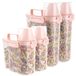 Boîte de conservation de céréales - Set de 4 - 3 L et 1,7 L - Hermétique - Rose