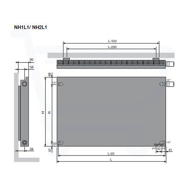 Vasco Niva NH1L1 designradiator enkel 820x650mm 649 watt wit 111930820065000989016-0000