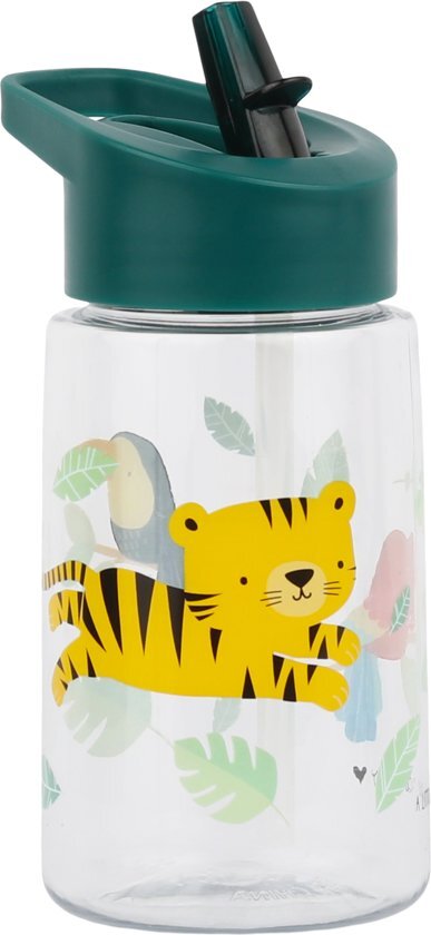 - A Little Lovely Company Drinkfles Jungle Tijger geel, groen