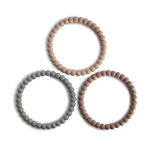 Mushie Parel Bijtring Armband | 3-Pack (Clary Sage/Toscane/Woestijnzand)