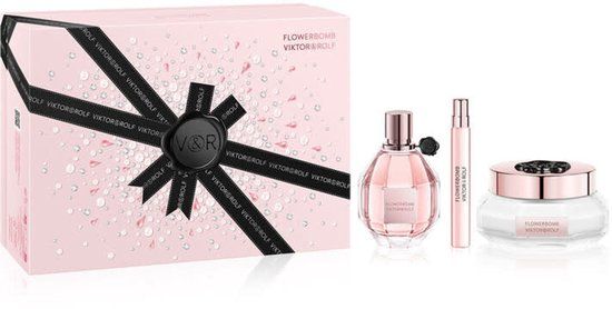 Viktor & Rolf Flowerbomb Gift Set, Eau de Parfum 100ml, Body Cream 200ml, Eau de Parfum Spray 10ml
