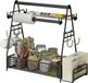 Merkloos cuisine de camping extérieure grill caddy avec porte-serviettes en papier - Noir - Acier - 40 x 18 x 38 cm