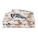 KOMFOR 4-delige beddengoedset queensize bloemen bladeren hotel luxe beddengoed - 1 plat laken 1 hoeslaken 2 kussenslopen dubbelgeborsteld microvezel hypoallergeen diepe hoeslaken set beige