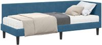 vidaXL Hoekbedframe met matras, blauw, 80 x 200 cm, fluweel