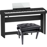 Roland FP-90X-BK piano numérique + support + unité de pédales + banc de piano