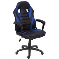 Mendler HWC-F59 Bureaustoel, draaistoel, kunstleer, zwart/blauw